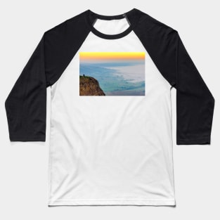 Man meditating at sunrise on Mam Tor, Castleton, Derbyshire,UK Baseball T-Shirt